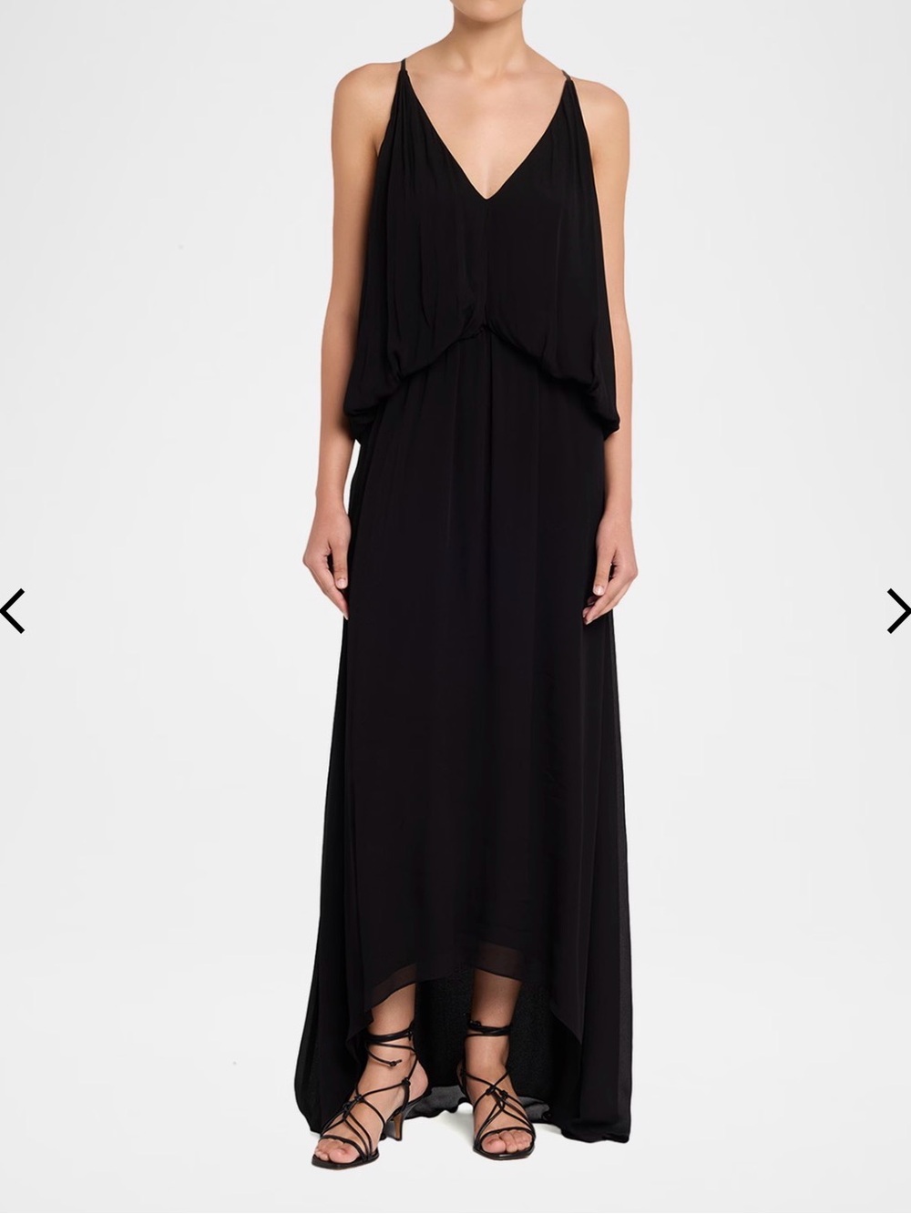 New Ramy Brook Ambar Draped V-Neck Maxi Dress in Black Size S